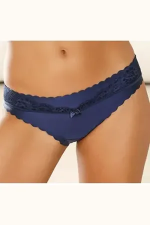 Lascana Bikinislip mit extra flachen Kanten und feiner Spitze blau 32/34