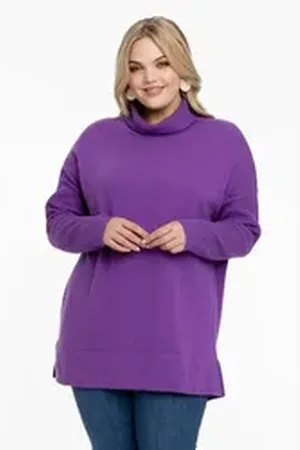 Yoek Longpullover Damen Pullover Große Größen lila 42/44