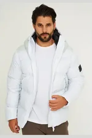 Soul Star Winterjacke S2KULGAM Herren Pufferjacke mit Kapuze warme Steppjacke Mens Jacket weiß XXL