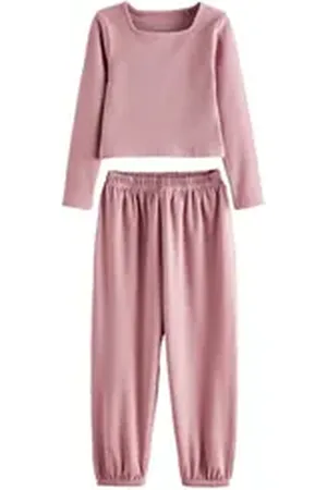 Next Pyjama Schlafanzug mit Hose im Jogginghosen-Stil, Pack (2 tlg) rosa 104 (4 J.)