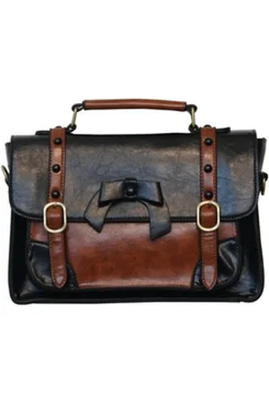 Banned Retro Schultertasche Buckle Bow Schwarz, Verstellbarer Schultergurt schwarz