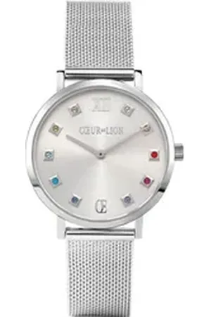 COEUR DE LION Quarzuhr 7610/70-1717, Armbanduhr, Damenuhr, Edelstahlarmband, analog, Swarovski®-Kristalle silberfarben