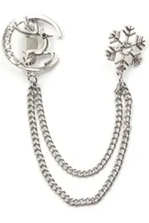 Firetti Brosche Schmuck Geschenk Ansteckschmuck Glieder Schneeflocke, Mond, Hirsch, mit Glasstein silberfarben