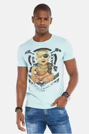 Cipo & Baxx T-Shirt T-Shirts mit Baby Pirat und Label-Details, CT-485 blau XL