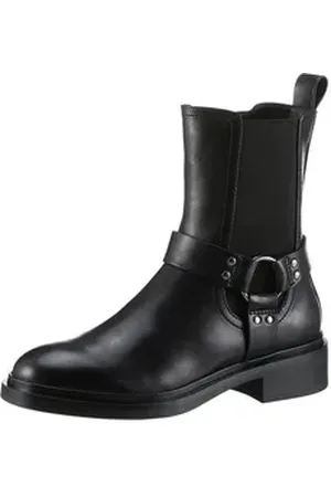 Tamaris Bikerboots, Blockabsatz, Chelseaboots, Stiefelette mit Zierriegel und NIeten schwarz 37 EU