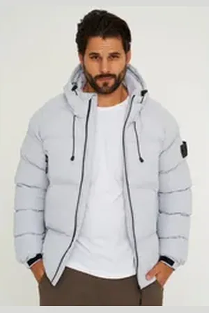 Soul Star Winterjacke S2BADGAM Herren Pufferjacke mit Kapuze warme Steppjacke Mens Jacket grau XXL