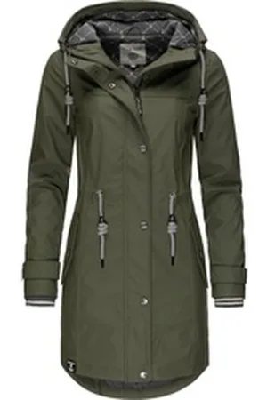 Peak Regenjacke L60042 stylisch taillierter Regenmantel für Damen grün 4XL (48)