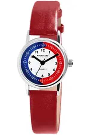 Excellanc Quarzuhr 4900005 Kinderlernuhr mit Lederimitationsarmband, blau