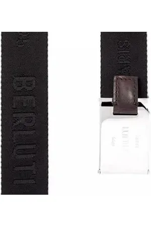 Berluti Stoffgürtel Gürtel mit Lederbesatz und Jacquard-Webmuster Hergestellt in Italien schwarz