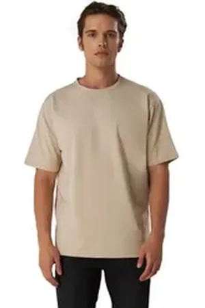 Blackrock T-Shirt Herren, Baumwolle Kurzarm Shirt Rundhals, Basic beige|braun L