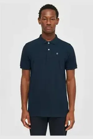 Knowledge Cotton Apparal Poloshirt im klassischen Look blau S