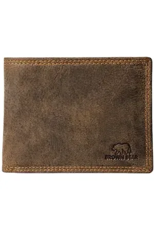 brown bear Geldbörse 8061 kleineres Herren Portemonnaie aus Echtleder, mit 9 Kartenfächern und RFID-Schutz Braun-Vintage braun