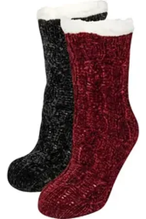 Capelli new york Kuschelsocken (2-Paar, 2er-Pack) mit Antirutsch-Noppen schwarz