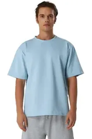 Blackrock T-Shirt Herren, Baumwolle Kurzarm Shirt Rundhals, Basic blau L