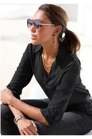Lascana Schlupfbluse mit 3/4-Ärmeln, elegante Damenbluse schwarz 42