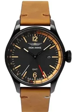 Iron Annie Quarzuhr Flight Control, GMT, 5148-2, Armbanduhr, Herrenuhr, Datum, Made in Germany braun