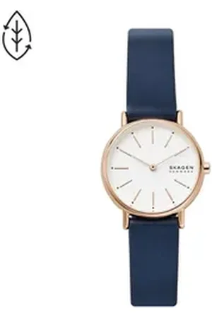 Skagen Quarzuhr SIGNATUR LILLE SKW2838, Armbanduhr, Damenuhr, analog, Lederarmband blau