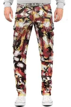 Cipo & Baxx Regular-fit-Jeans Hose BA-CD587 (1-tlg) bunt mit Nieten Zipper und Seitentaschen rot 30