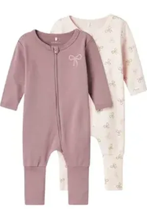 NAME IT Schlafoverall NBFNIGHTSUIT 2P ZIP FF PINK BOW rosa 74