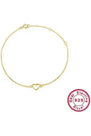 Eyecatcher Armkette 925 Sterling Silber kleines Armkettchen Armkette mit Herz Anhänger (kein Set) goldfarben