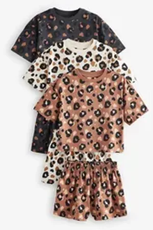 Next Pyjama Kurze Schlafanzüge, 3er-Pack (6 tlg) braun 98 (3 J.)