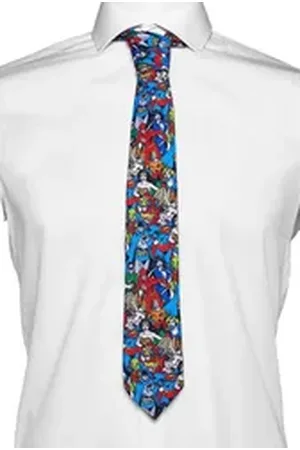 OppoSuits Krawatte DC Comics Krawatte – Justice League Lustiger und auffallender Schlips mit den DC Superhelden blau
