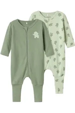 NAME IT Schlafoverall NBMNIGHTSUIT 2P ZIP FF SEA ELEPHANT grün 92