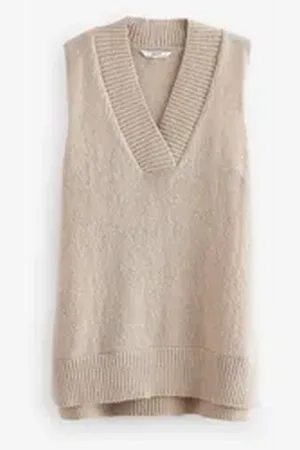 Next Stricktop Weiches, gemütliches Tanktop mit V-Ausschnitt (1-tlg) beige L
