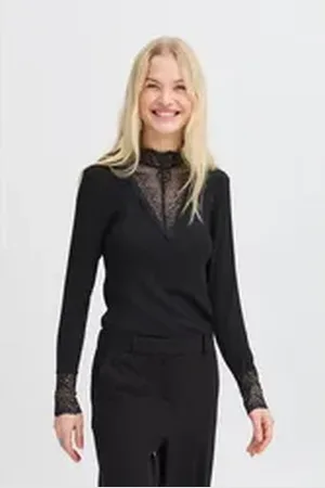 B YOUNG Longsleeve BYRALITSA modisches Langarm-Shirt mit Spitze schwarz XL