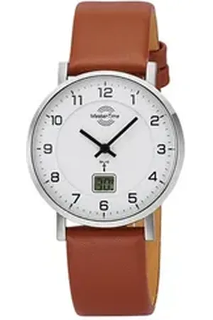 Master Time Quarzuhr Damenuhr MTLS-10741-12L, Funk, analog-digital, braunes Lederarmband