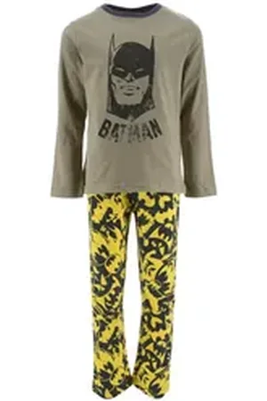 Batman Schlafanzug Kinder Jungen Pyjama langarm Nachtwäsche (2 tlg) grün 98
