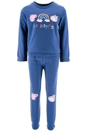 Peppa Pig Freizeitanzug be happy Peppa Wutz (2-tlg), Mädchen Outfit Sweatshirt & Hose Größe 98-116 cm blau 110 cm