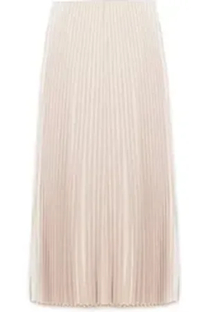 DJT Touche prive Faltenrock Elastisch Taille Maxi Faltenrock Damen, Elegant Plissierte Rock beige