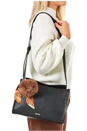 Rieker Umhängetasche Marmor, Schultertasche Damen Tasche mit viel Stauraum schwarz