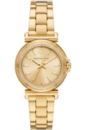 Michael Kors Quarzuhr MINI MAREN MK7516, Armbanduhr, Damenuhr, Edelstahlarmband, analog, Glassteine goldfarben