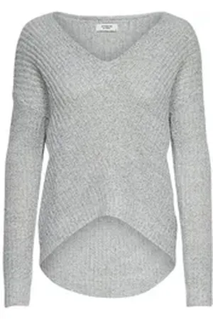 JACQUELINE DE YONG Strickpullover Strickpullover Strick Knitted Sweater Pulli lang (1-tlg) JDYMEGAN grau 34