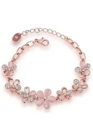 Shining Diva Armband Crystal Studded Floral Bracelet, Rose Gold, (Modischer Kunstschmuck, Für Frauen & Mädchen, Langlebiges Finish), Geeignet für alle Anlässe