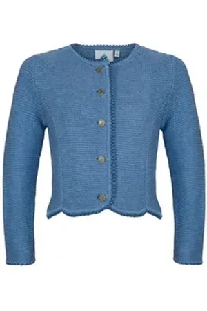Isar Trachtenjacke Strickjacke Kinder - ELEGANTINE - jeansblau blau 152