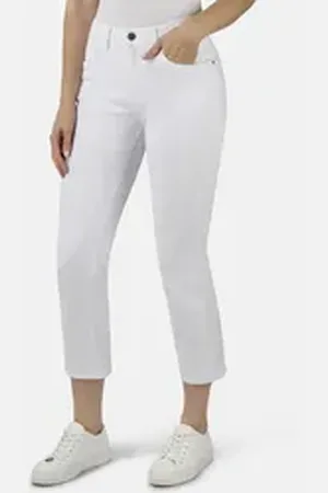 Stooker Women 5-Pocket-Jeans Straight Fit Cropped California Straight Fit Cropped Casual Clean Wash Twill für Damen weiß 40