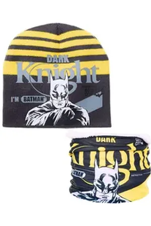 Batman Beanie Dark Knight (2-St) Jungen Winter-Set: Strickmütze & Schlauchschal grau 54 cm