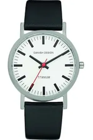 Danish Design Titanuhr Herren Armbanduhr RHINE IQ14Q199 weiß D. 35 mm Lederband weiß