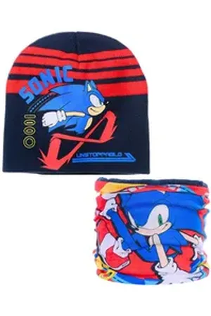 Sonic The Hedgehog Beanie SEGA (2-St) Jungen Winter-Set: Strickmütze & Schlauchschal blau 52 cm
