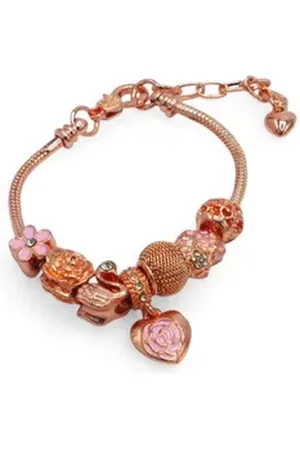 Eyecatcher Armkette Verspielte Rosé Armkette Anhänger Herz Schwan Blume Botschaft (kein Set) rosa