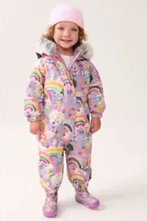 Next Schneeoverall Wasserdichter Schneeanzug mit Print und Kunstfell (1-tlg) lila 74-80 (9-12 Mon.)