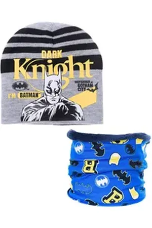 Batman Beanie Dark Knight (2-St) Jungen Winter-Set: Strickmütze & Schlauchschal grau 52 cm