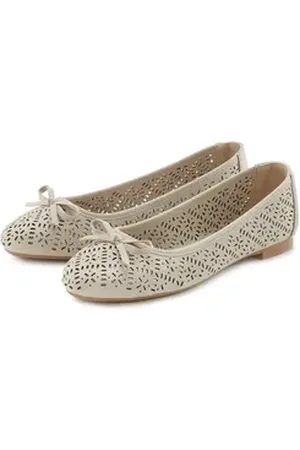 Lascana Ballerina Freizeitschuh, Slipper, Halbschuh mit kleinen Cut-Outs VEGAN beige 41 EU