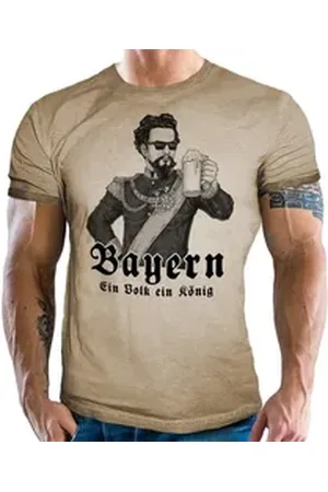 LOBO NEGRO Trachtenshirt für echte Bayern und Trachten Fans: EIN Volk EIN König beige L