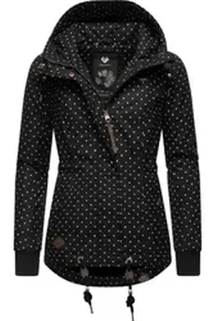 Ragwear Winterjacke Danka Dots Intl. stylische Winter Outdoorjacke mit Kapuze schwarz S (36)