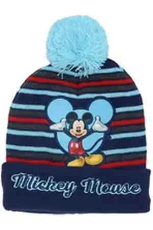 Disney Mickey Mouse Skimütze Wintermütze für Kinder Kuschelig und modisch mit Bommel blau