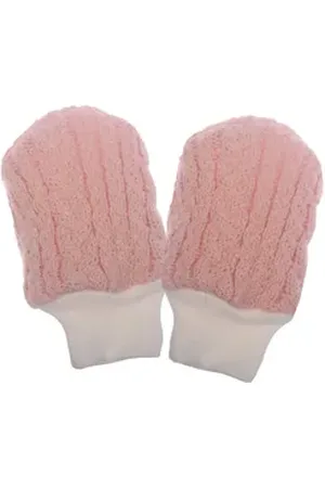 La Bortini Fäustlinge Baby Handschuhe Erstlings Zubehör Strickfäustlinge gefüttert ab 0Mon gestrickt, mit Baumwoll-Futter, warme Kratzfäustlinge, für Neugeborene beige|rosa 0-3Mon
